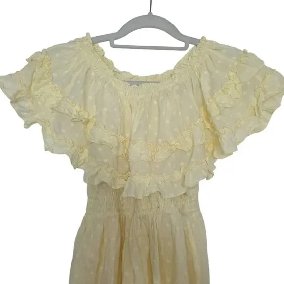 Shein Girl's Size 11/12 Yellow Dot Cotton Summer Dress - Picture 2 of 6